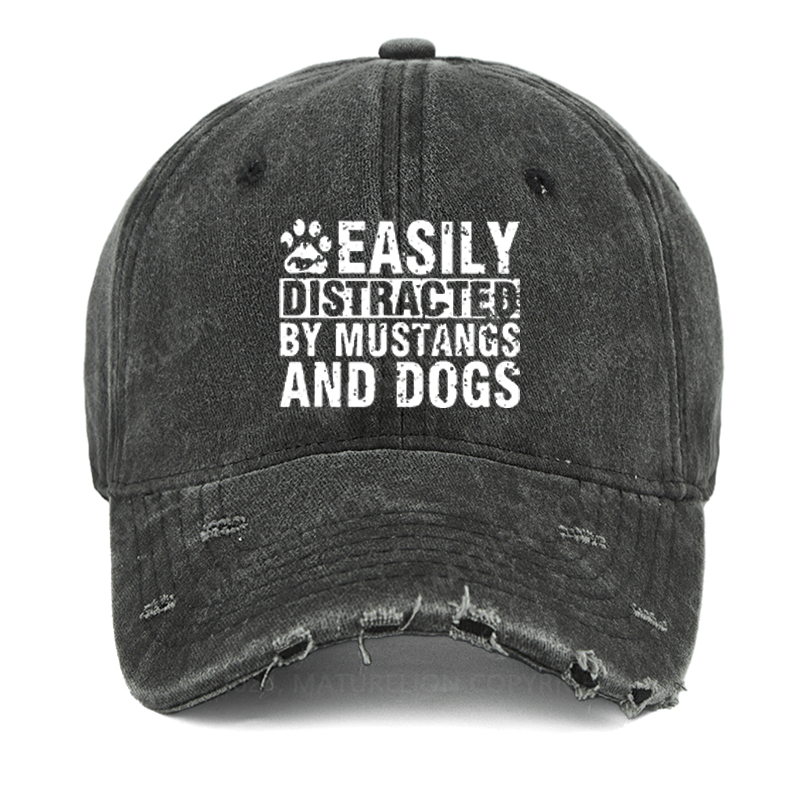 Maturelion Easily Distracted By Mustangs And Dogs Washed Vintage Cap