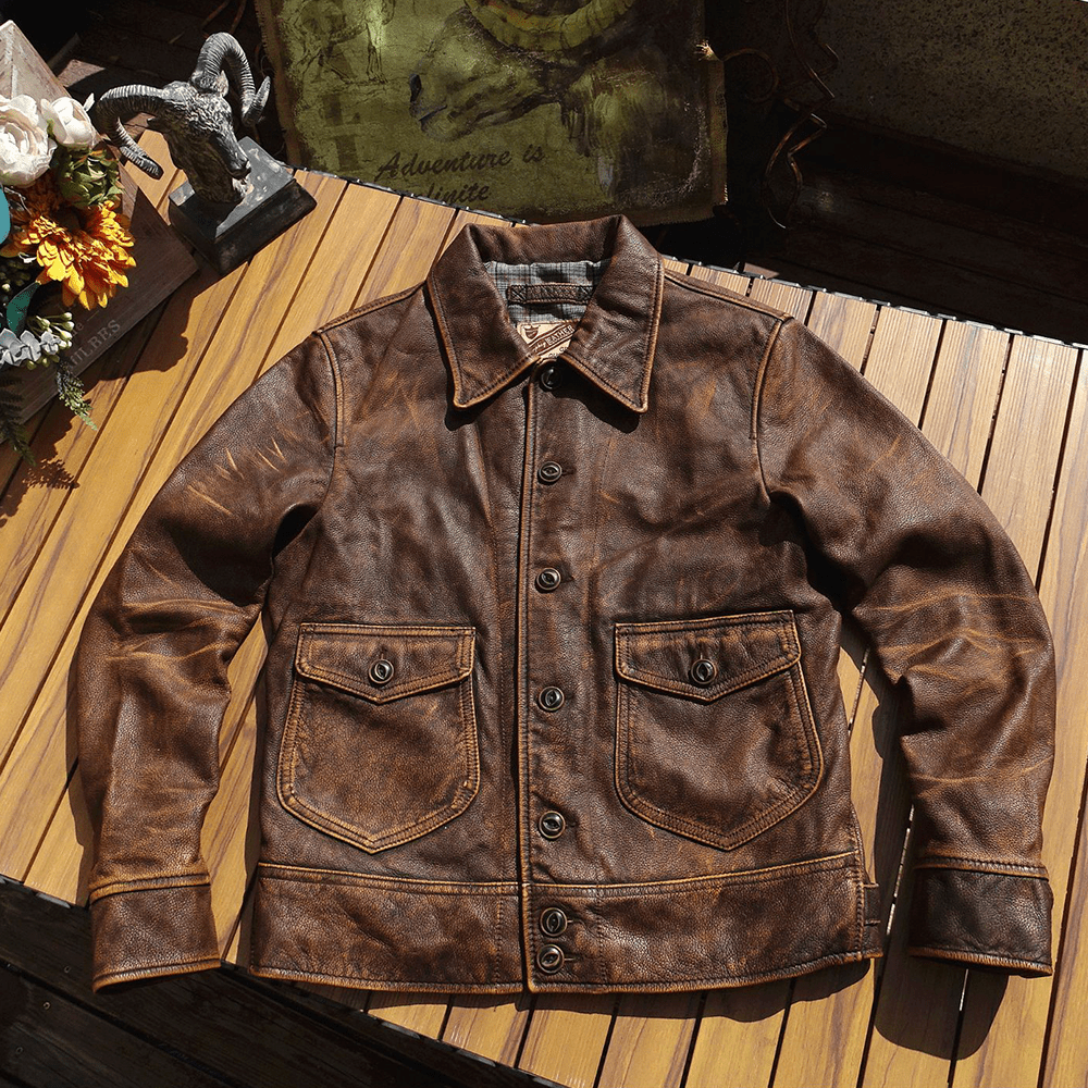 Maturelion Fashion Motorcycle Biker Genuine Men's Leather Jacket