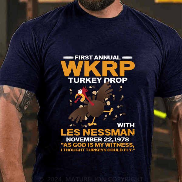 Maturelion Maturelion First Annual Wkrp Turkey Drop Cotton T-shirt