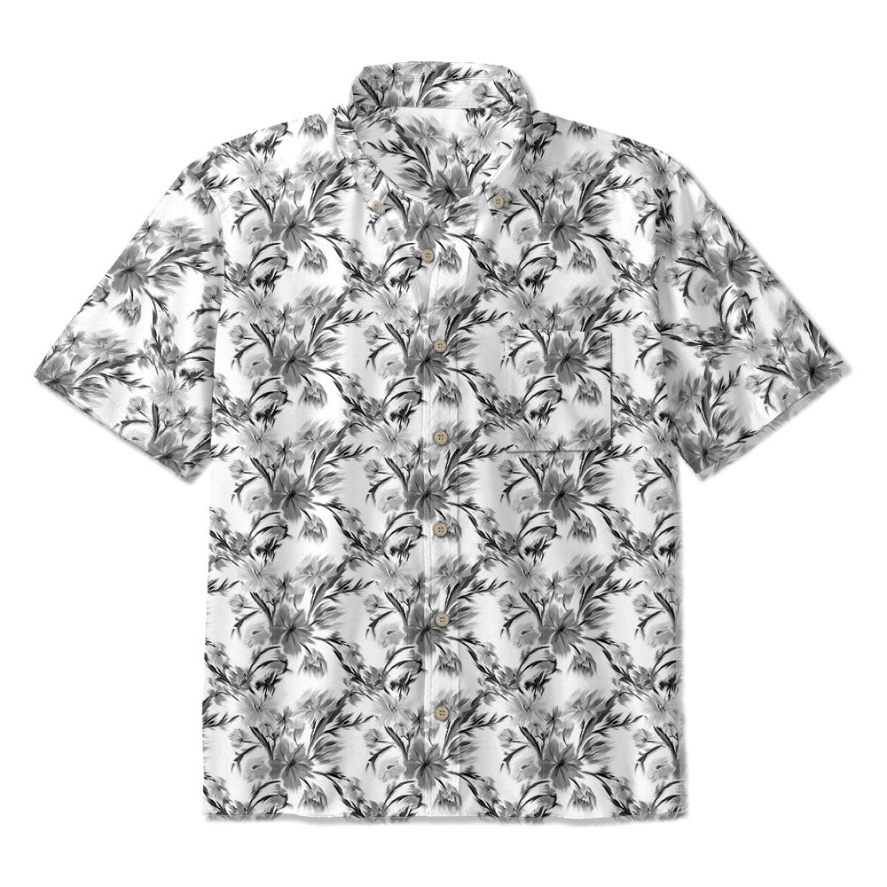 Maturelion Floral Print Casual Cotton Hawaiian Shirt