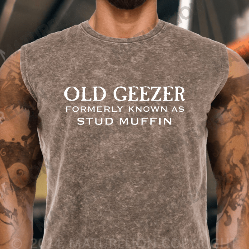 Maturelion  Funny Old Geezer Formerly Known As Stud Muffin Vintage Washed Tank Top