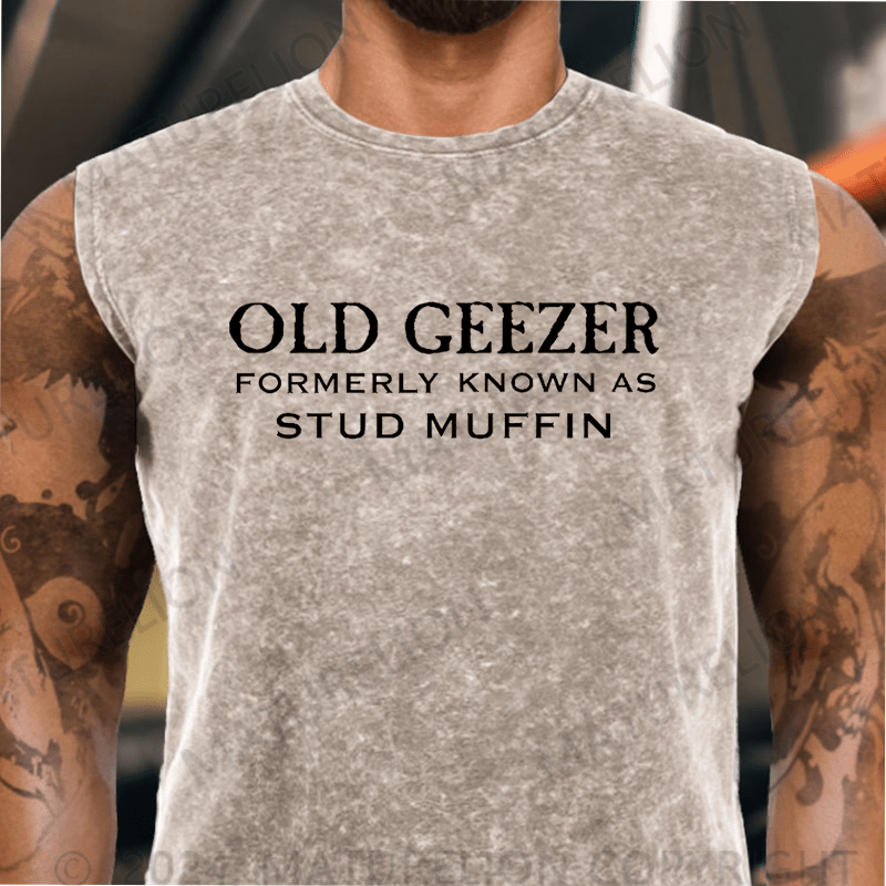 Maturelion  Funny Old Geezer Formerly Known As Stud Muffin Vintage Washed Tank Top