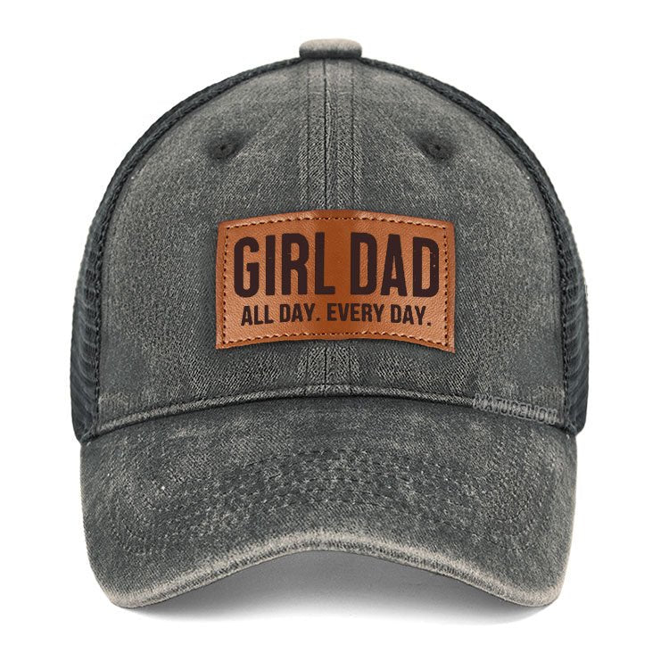 Maturelion Girl Dad All Day Every Day Leather Patch Cap