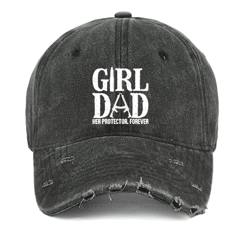 Maturelion Girl Dad Her Protector, Forever Washed Vintage Cap