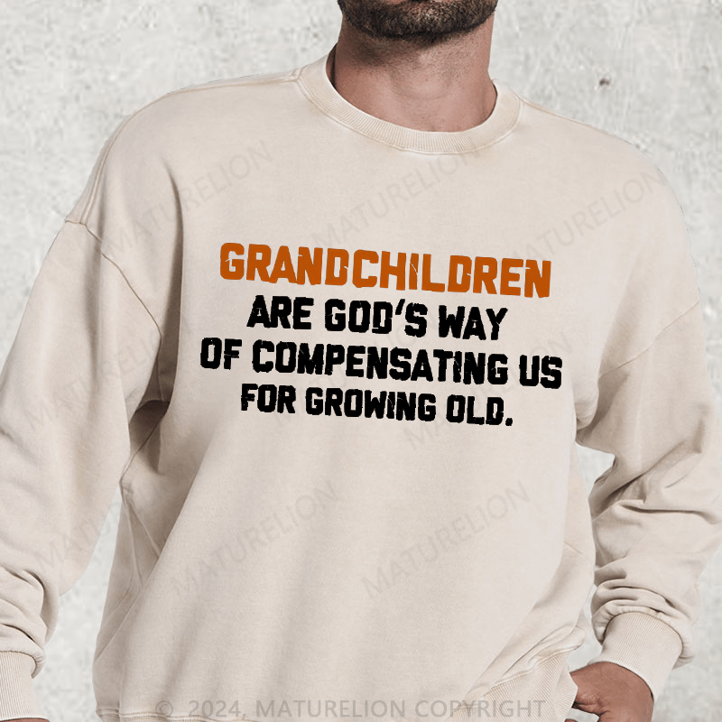 Maturelion Grandchildren Are God’S Way Of Compensating Us For Growing Old Washed Sweatshirt