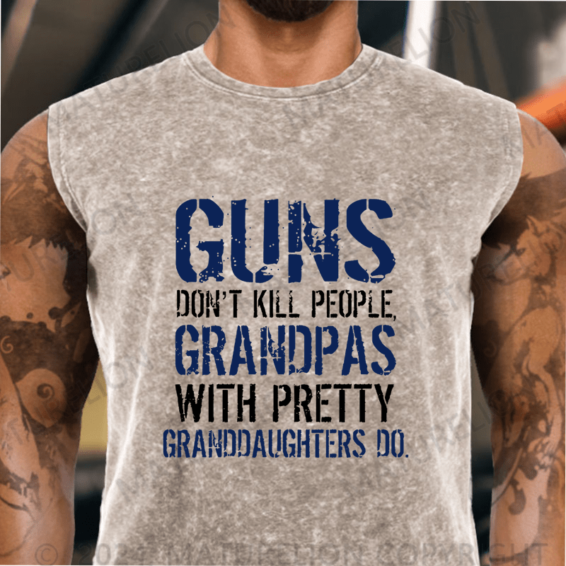 Maturelion  Guns Don't Kill People Grandpas Do Vintage Washed Tank Top