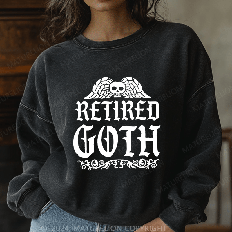 Maturelion Halloween Betired Goth Washed Halloween Sweatshirt