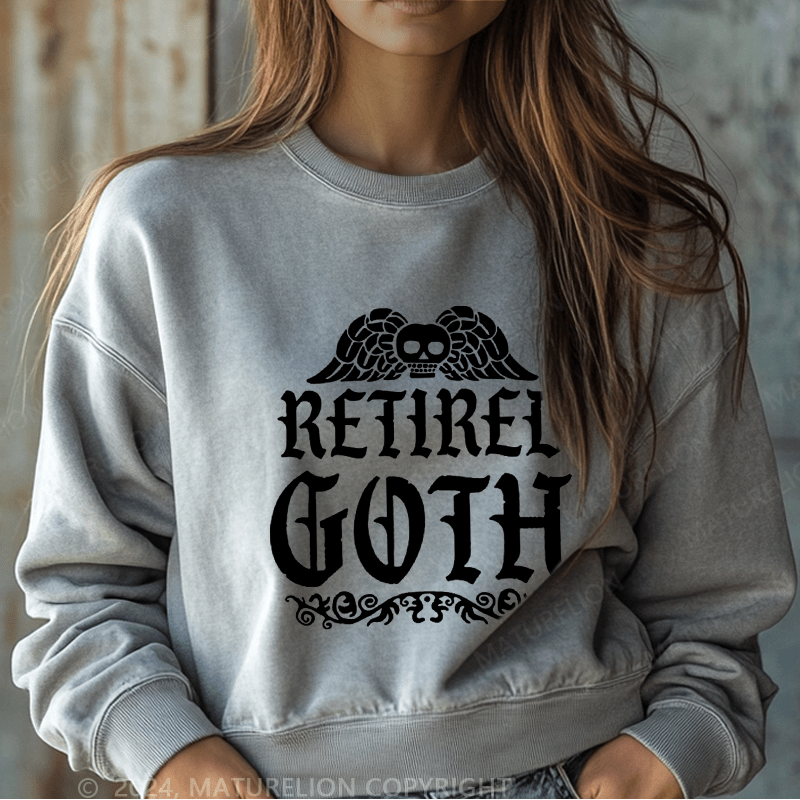 Maturelion Halloween Betired Goth Washed Halloween Sweatshirt