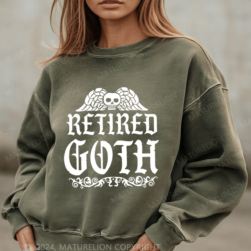 Maturelion Halloween Betired Goth Washed Halloween Sweatshirt