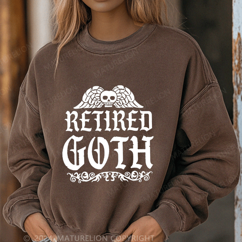 Maturelion Halloween Betired Goth Washed Halloween Sweatshirt