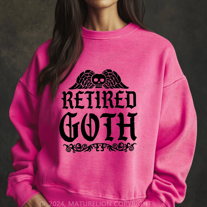 Maturelion Halloween Betired Goth Washed Halloween Sweatshirt