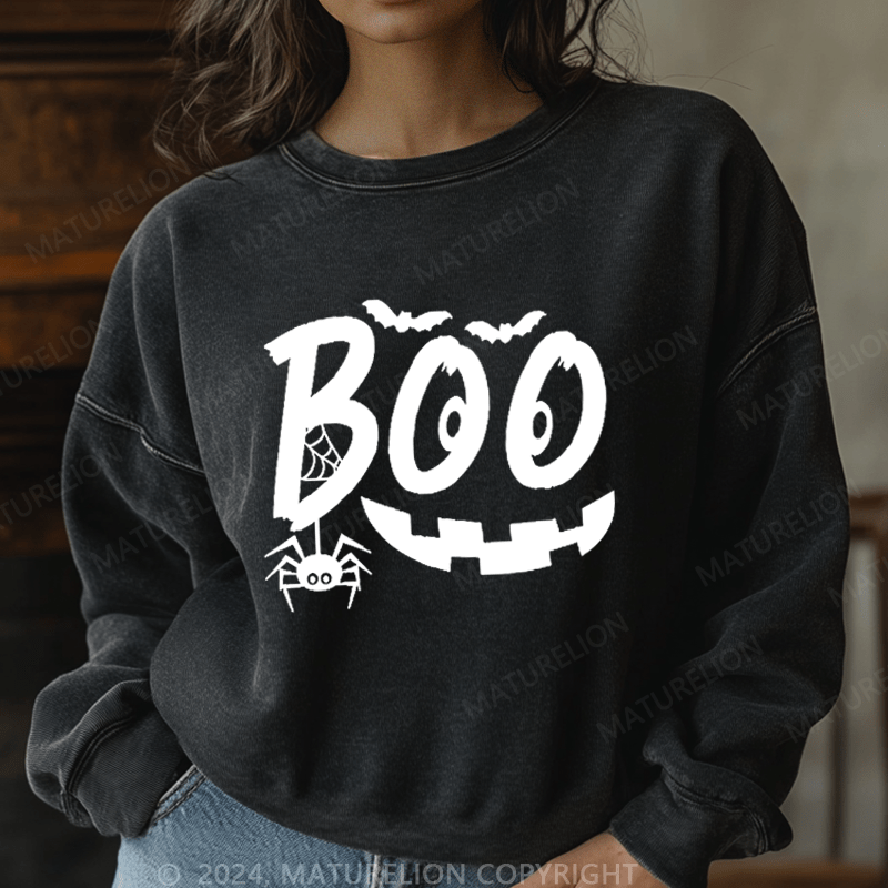 Maturelion Halloween Boo Washed Halloween Sweatshirt