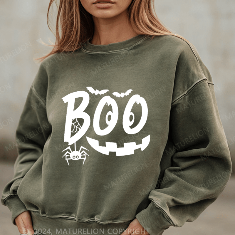 Maturelion Halloween Boo Washed Halloween Sweatshirt