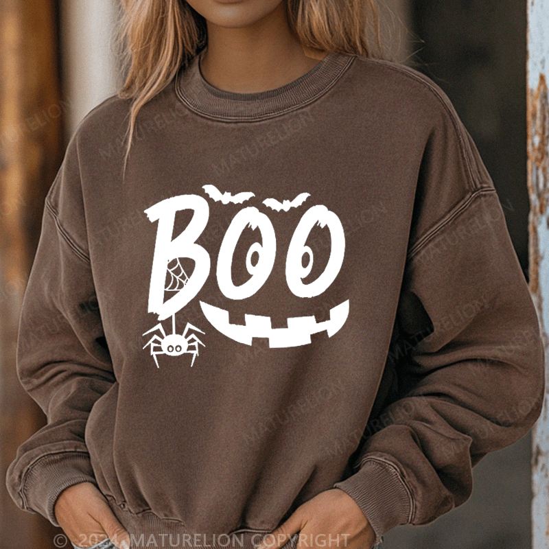 Maturelion Halloween Boo Washed Halloween Sweatshirt