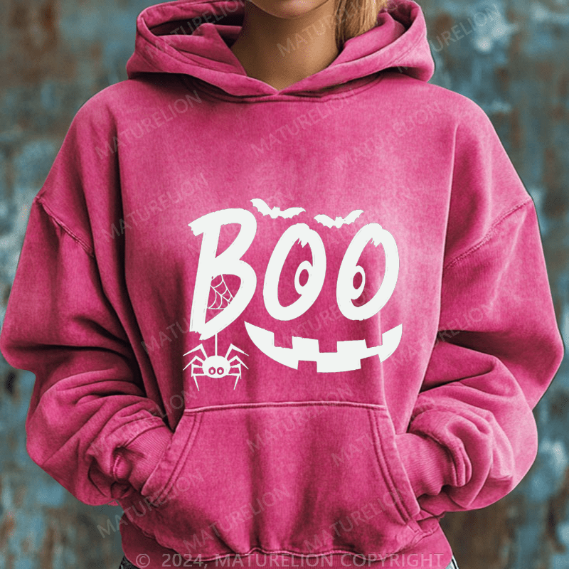 Maturelion Halloween Boo Washed Hoodie