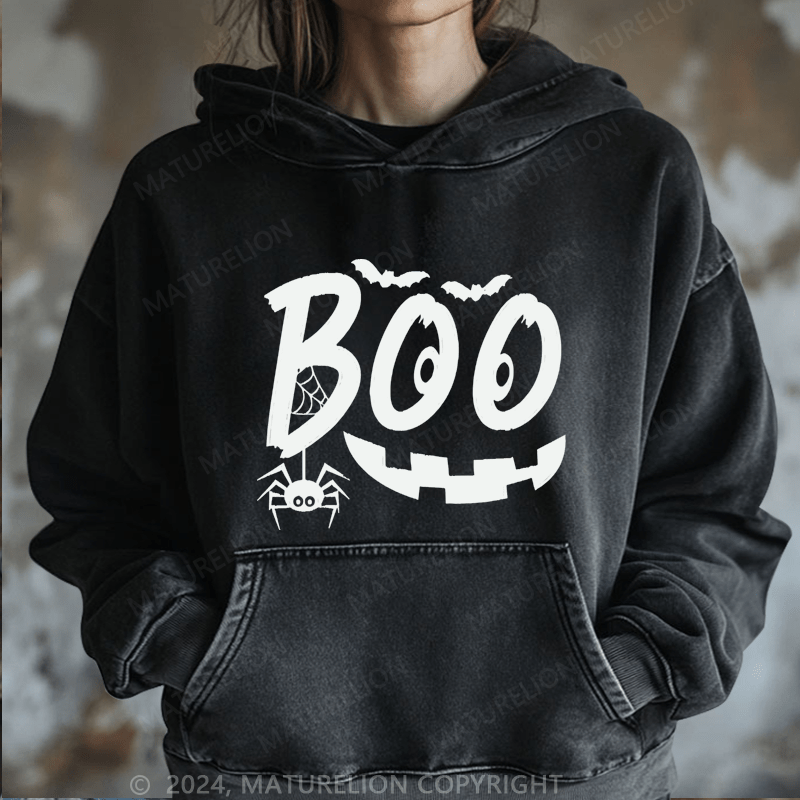 Maturelion Halloween Boo Washed Hoodie