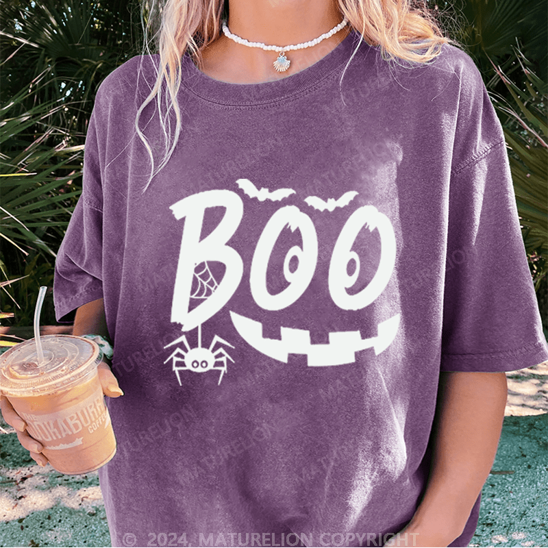 Maturelion Halloween Boo Washed T-Shirt