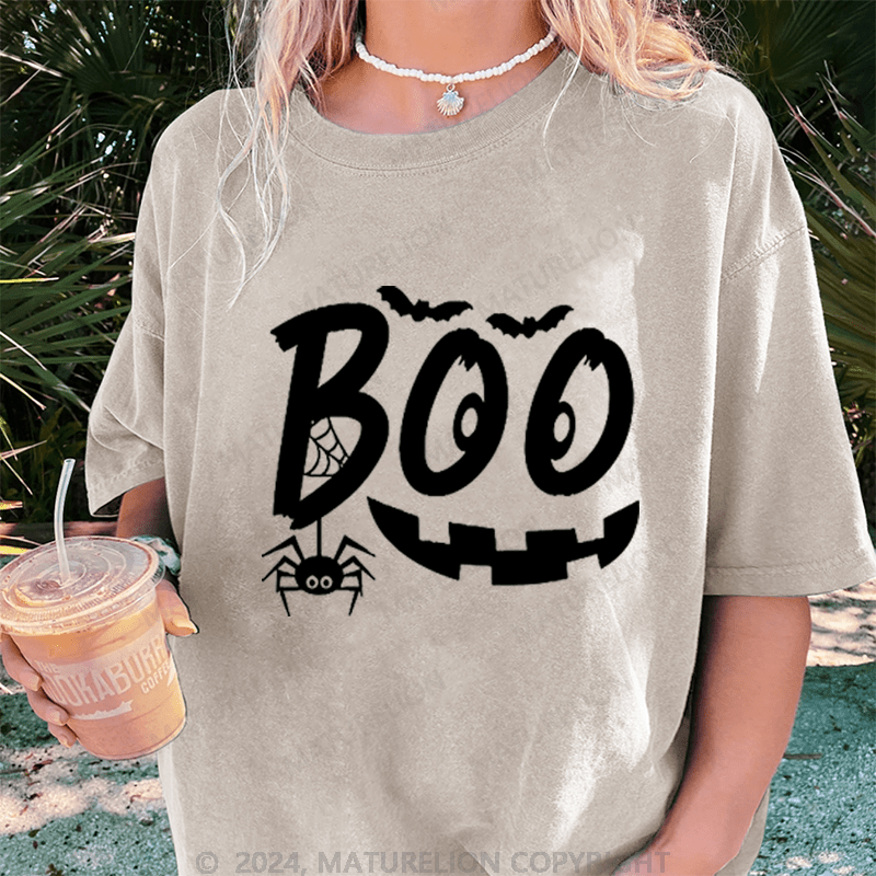 Maturelion Halloween Boo Washed T-Shirt