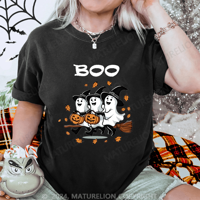 Maturelion Halloween Boo Washed T-Shirt