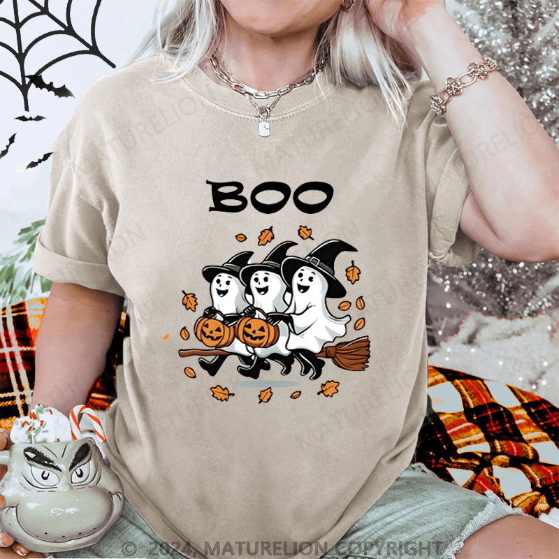 Maturelion Halloween Boo Washed T-Shirt