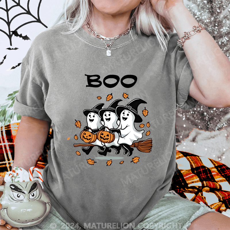 Maturelion Halloween Boo Washed T-Shirt