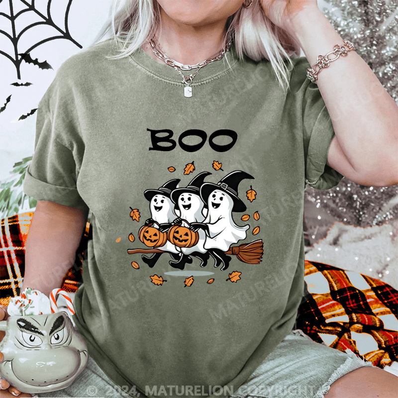 Maturelion Halloween Boo Washed T-Shirt