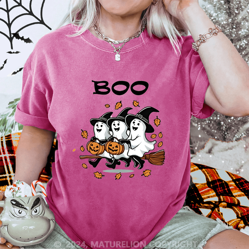 Maturelion Halloween Boo Washed T-Shirt