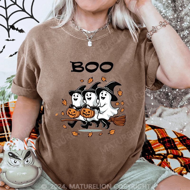 Maturelion Halloween Boo Washed T-Shirt