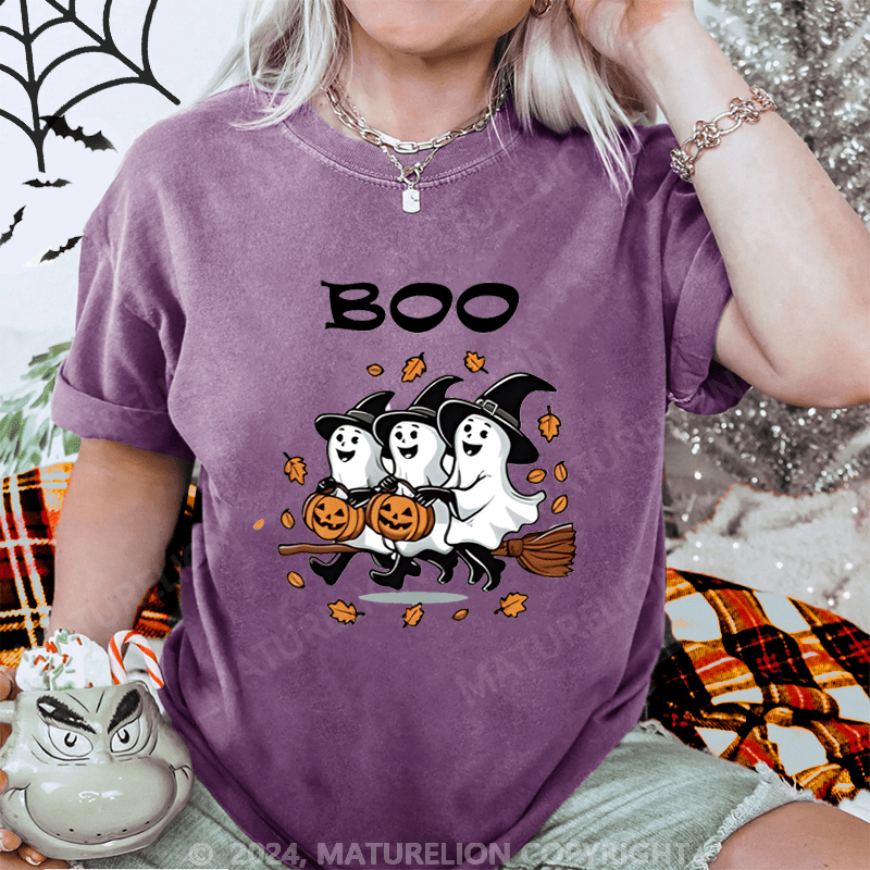 Maturelion Halloween Boo Washed T-Shirt