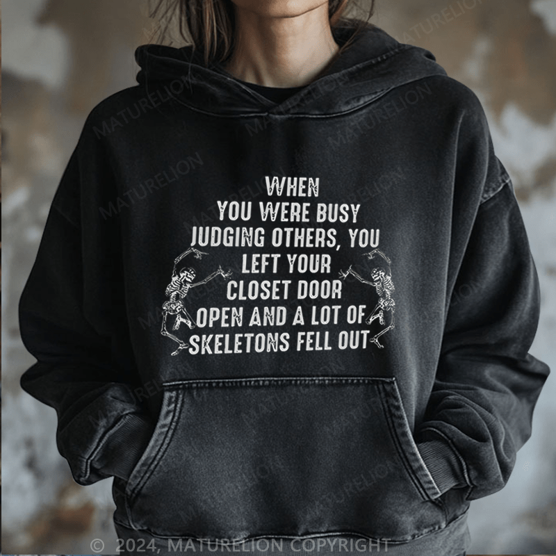 Maturelion Halloween Busy Judging Others DTG Printing Halloween Hoodie