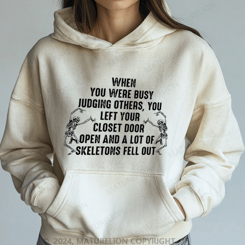 Maturelion Halloween Busy Judging Others DTG Printing Halloween Hoodie