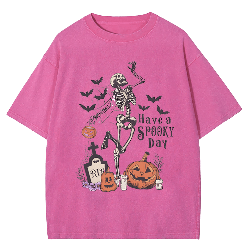 Maturelion Halloween Dancing Skeletons Washed T-Shirt