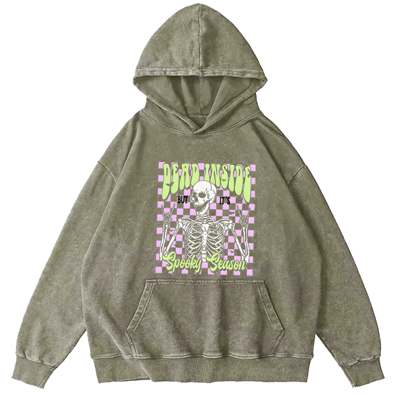 Maturelion Halloween Dead Inside But It's Spooky Season Washed Hoodie