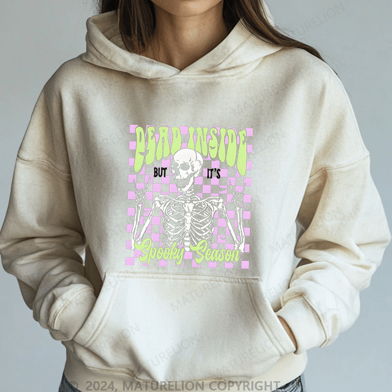 Maturelion Halloween Dead Inside But It's Spooky Season Washed Hoodie