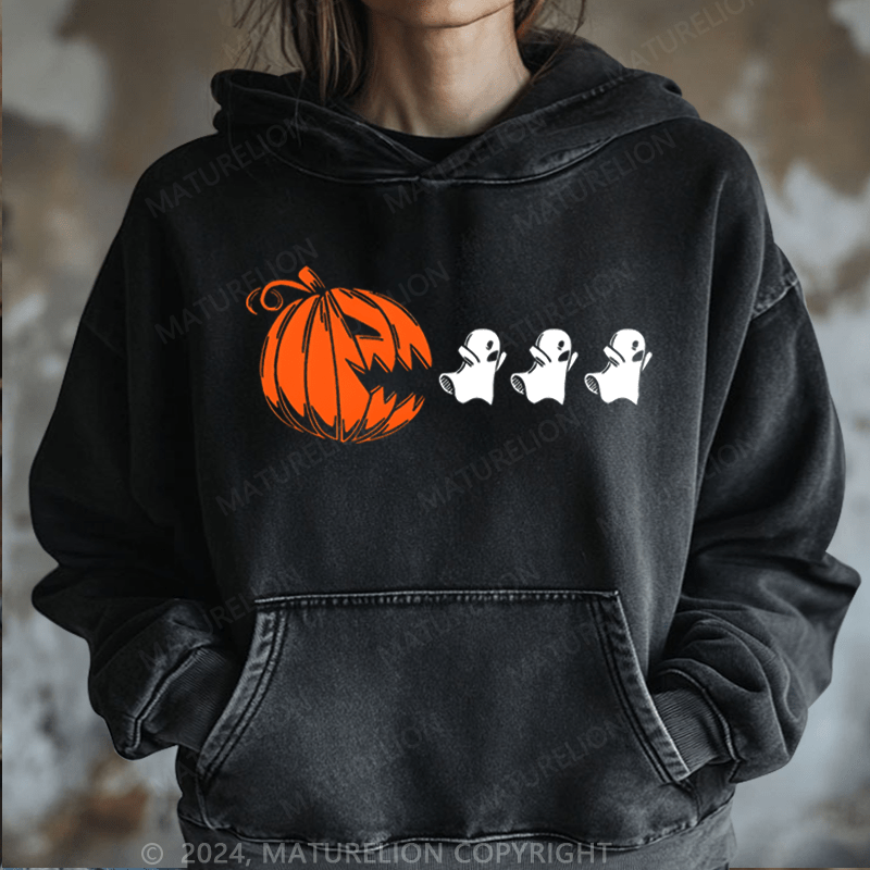 Maturelion Halloween Ghost Pumpkin Halloween DTG Printing Halloween Hoodie