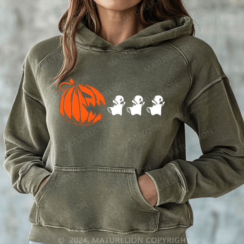 Maturelion Halloween Ghost Pumpkin Halloween DTG Printing Halloween Hoodie