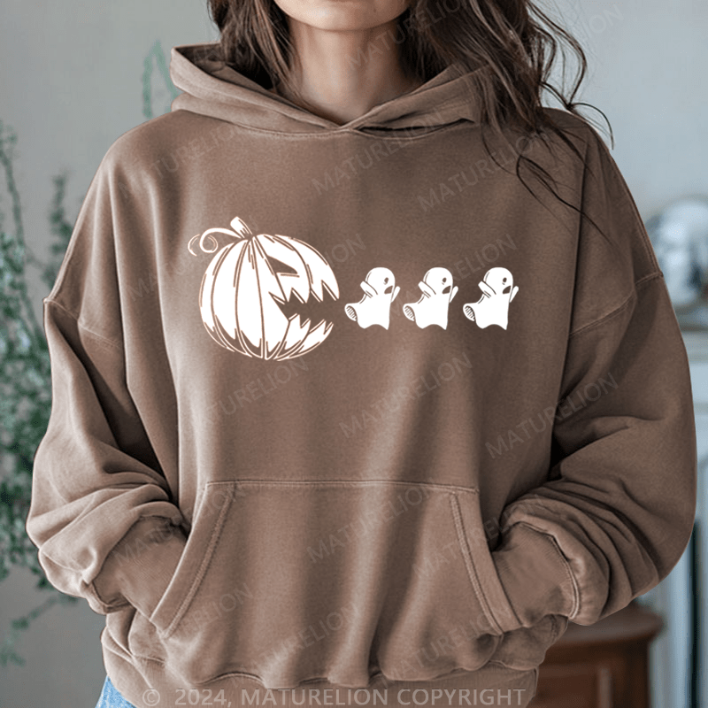 Maturelion Halloween Ghost Pumpkin Halloween DTG Printing Halloween Hoodie