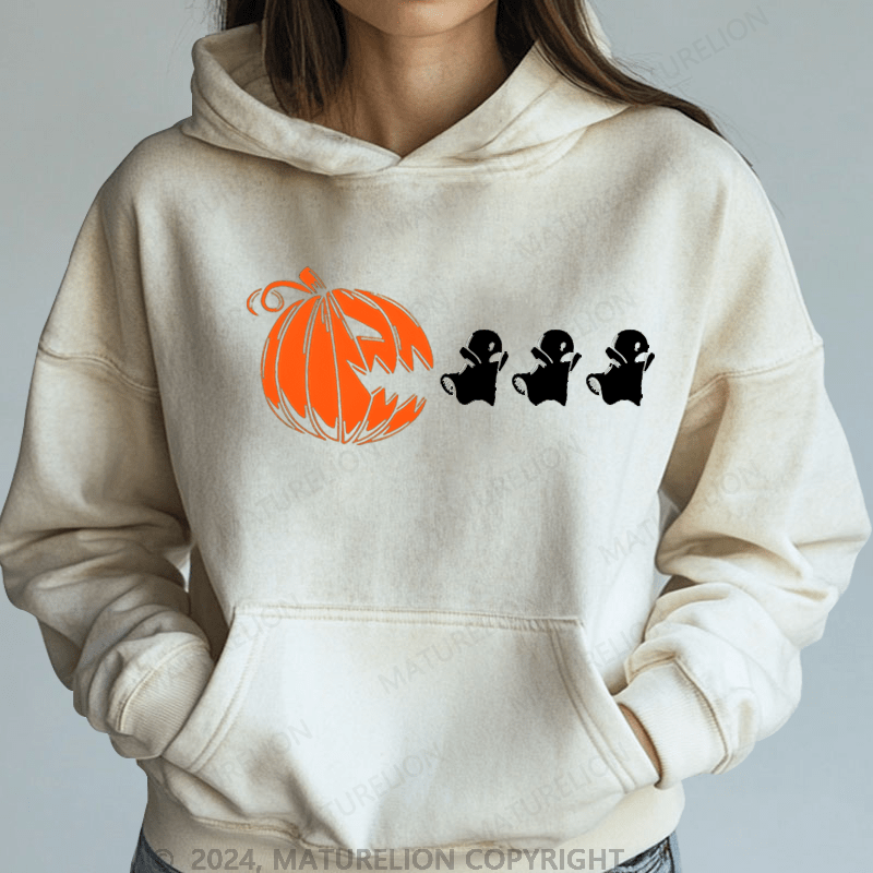 Maturelion Halloween Ghost Pumpkin Halloween DTG Printing Halloween Hoodie