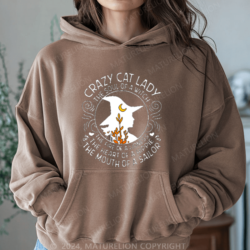 Maturelion Halloween Happy Halloween Lady Witch Casual DTG Printing Halloween Hoodie