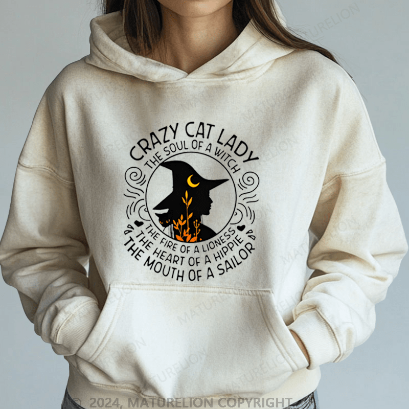 Maturelion Halloween Happy Halloween Lady Witch Casual DTG Printing Halloween Hoodie