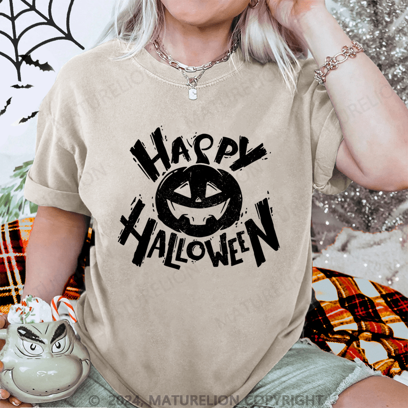 Maturelion Halloween Happy Halloween Washed T-Shirt