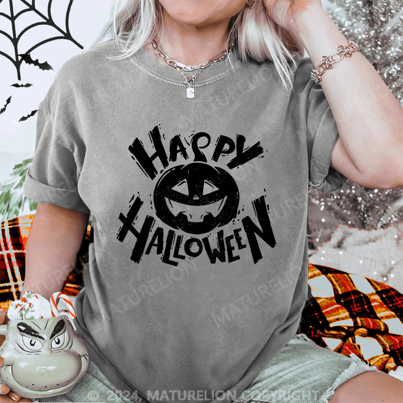 Maturelion Halloween Happy Halloween Washed T-Shirt