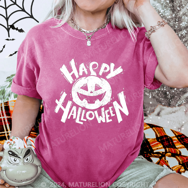 Maturelion Halloween Happy Halloween Washed T-Shirt