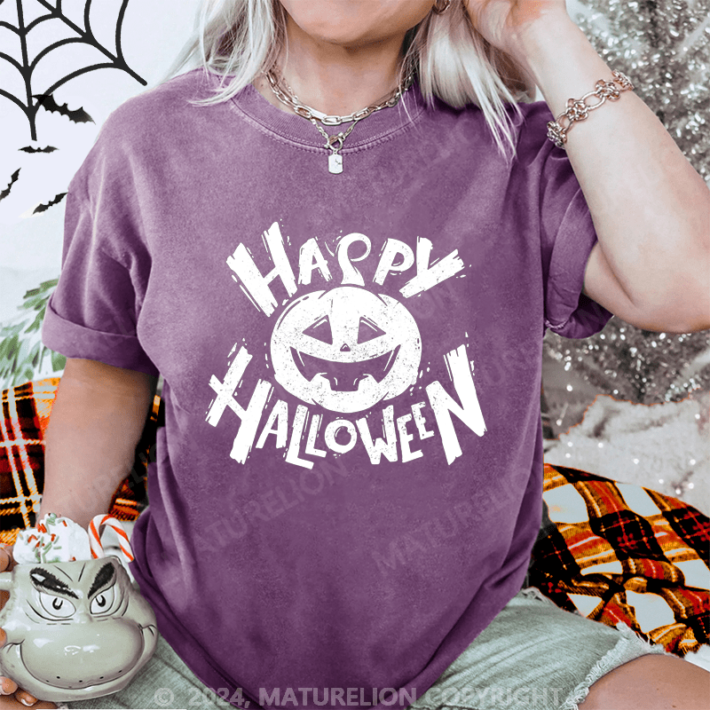 Maturelion Halloween Happy Halloween Washed T-Shirt