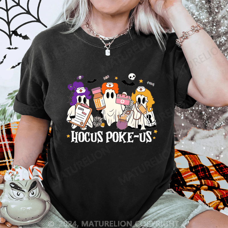 Maturelion Halloween Hocus Poke-Us Washed T-Shirt