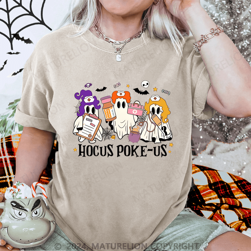 Maturelion Halloween Hocus Poke-Us Washed T-Shirt