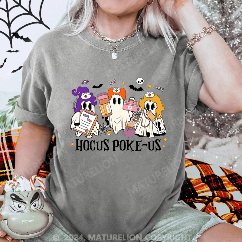 Maturelion Halloween Hocus Poke-Us Washed T-Shirt