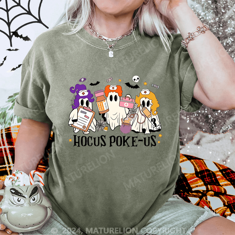 Maturelion Halloween Hocus Poke-Us Washed T-Shirt