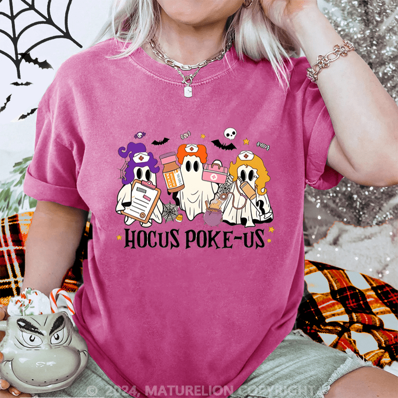 Maturelion Halloween Hocus Poke-Us Washed T-Shirt