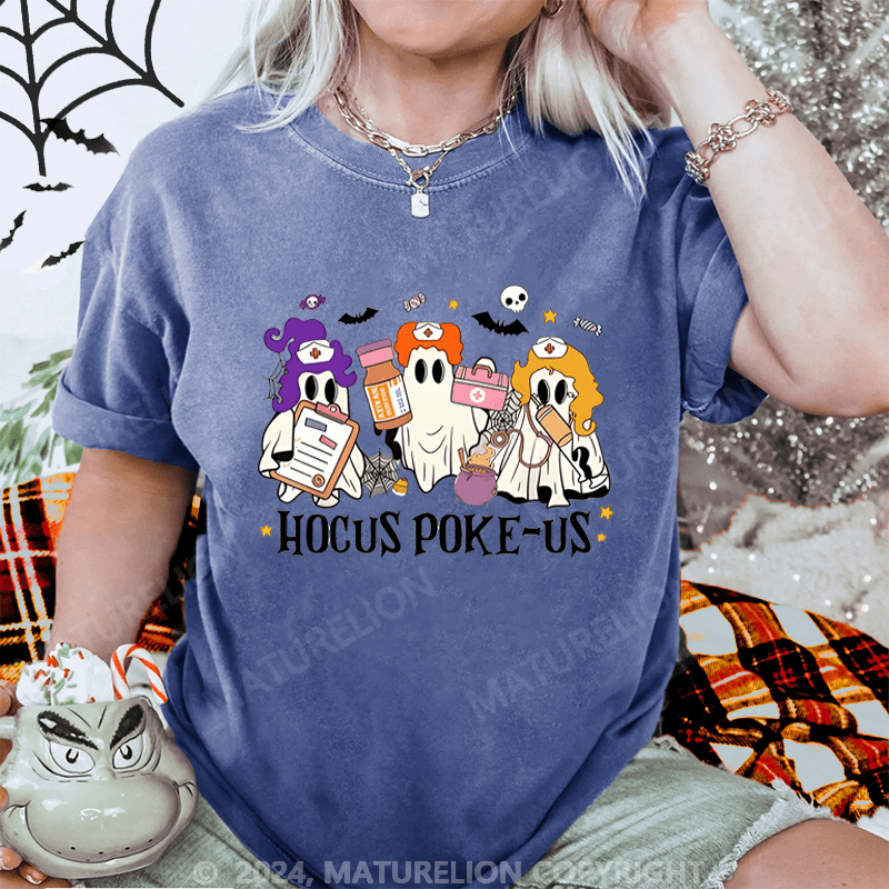 Maturelion Halloween Hocus Poke-Us Washed T-Shirt